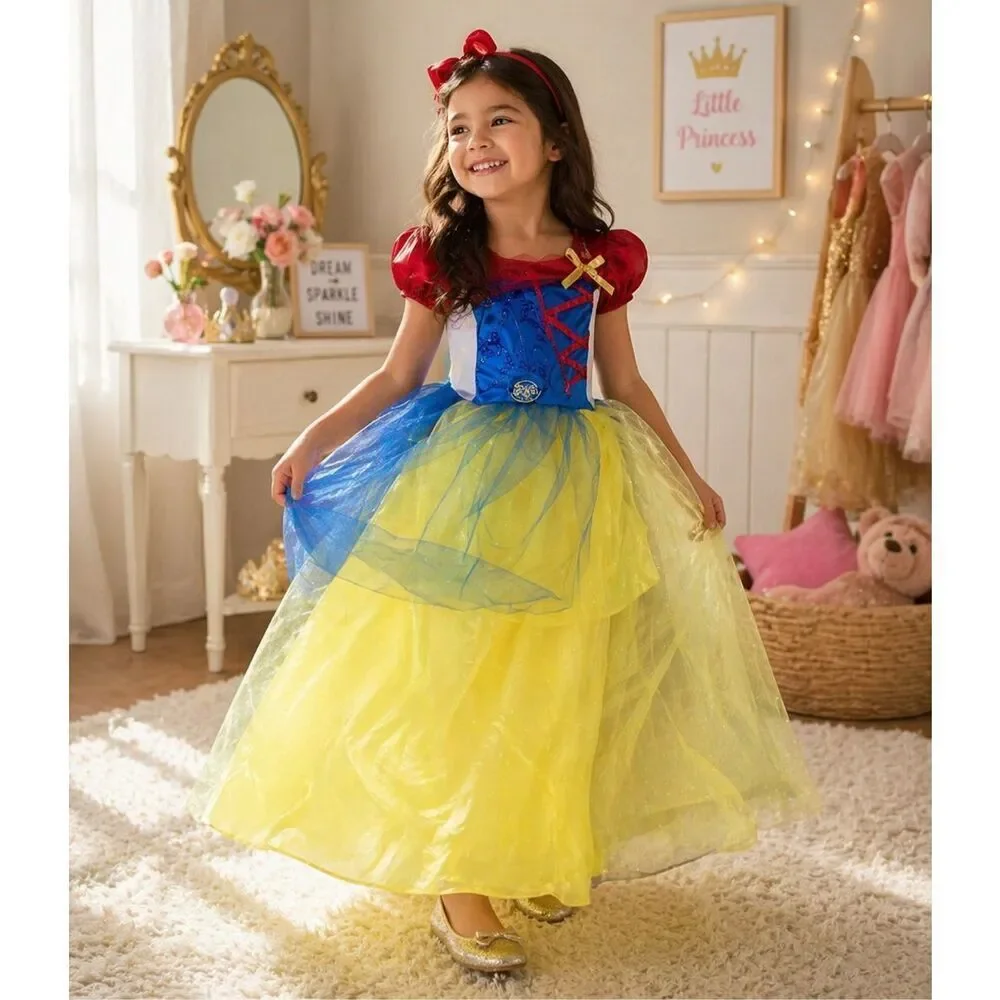 Halloween Costume Girl Disney Fairy Tale Princess Snow White Medium 7/8 New
